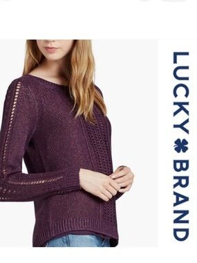 Lucky Brand purple sparkle chiffon sweater size M NWT